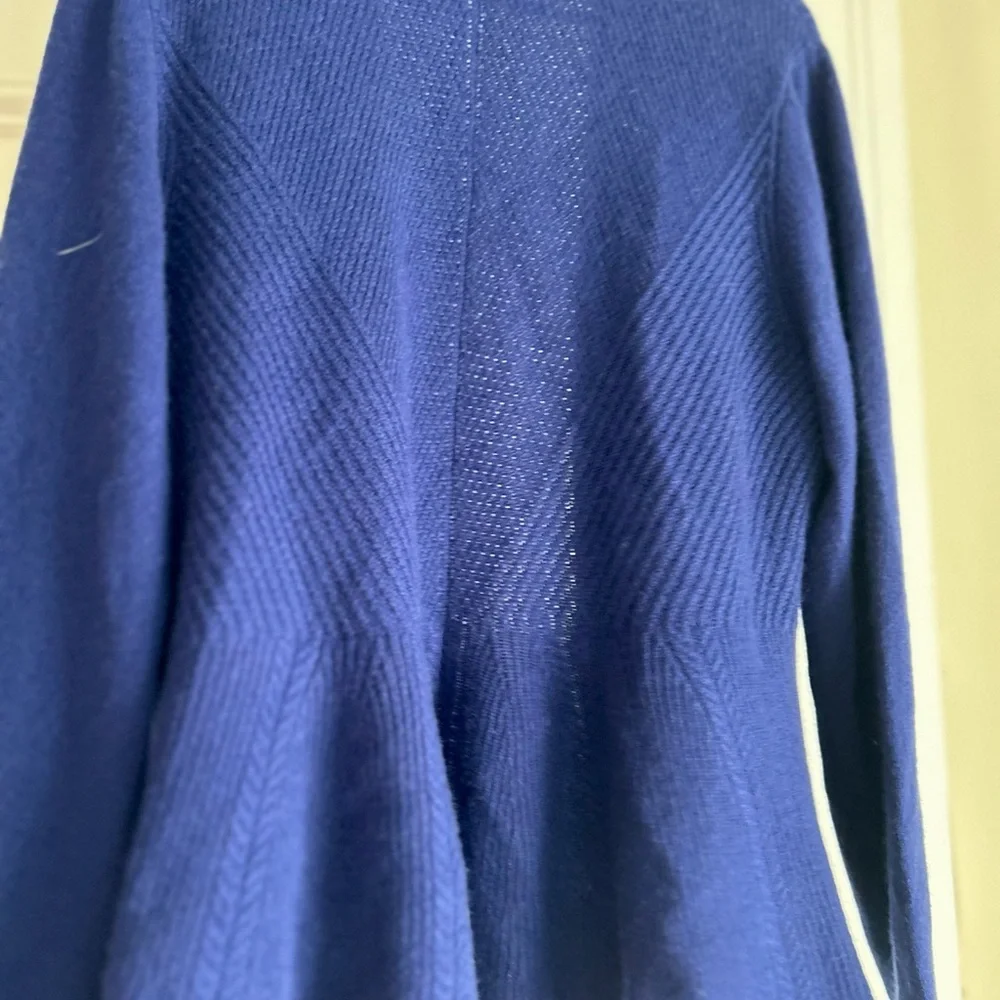 Isaac Mizrahi 100% cashmere Royal Blue Open Cardigan Size L - Picture 9 of 14